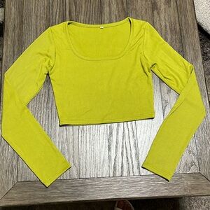 Lime Green Long Sleeve Crop Top. Size M